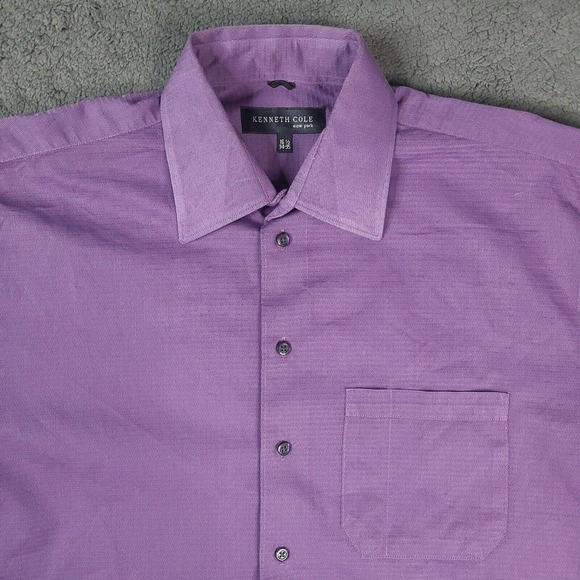 Kenneth Cole Dress‎ Shirt Size 16.5 34-35 Purple Button Down Long Sleeve - Picture 3 of 12